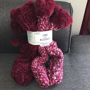 Jane And Bleecker Plushfill Lined Slipper Socks 2 Pairs Shoe Size 4-10